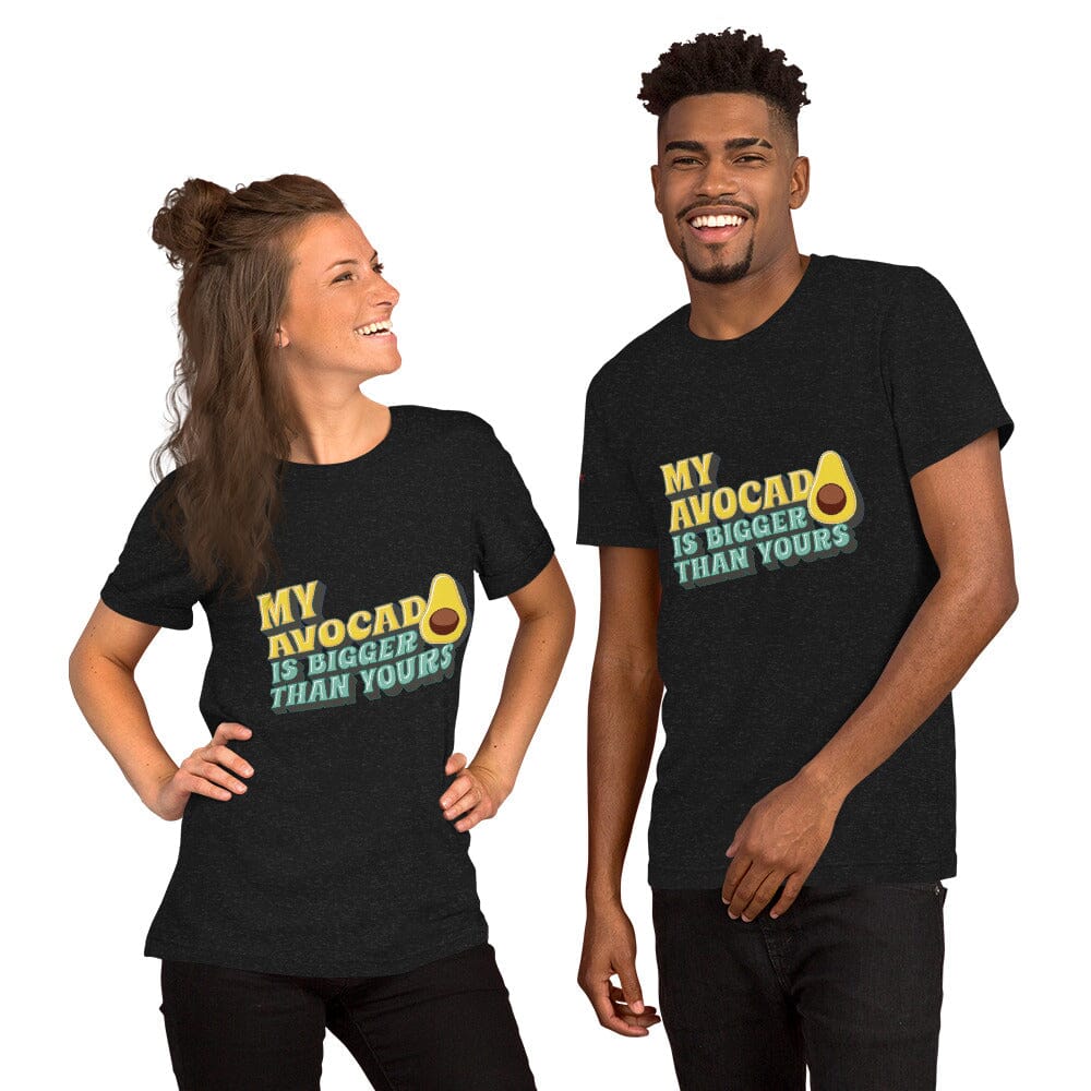 My Avocado is Bigger Than Yours Unisex t-shirt Tropical Fruit Box Black Heather S 