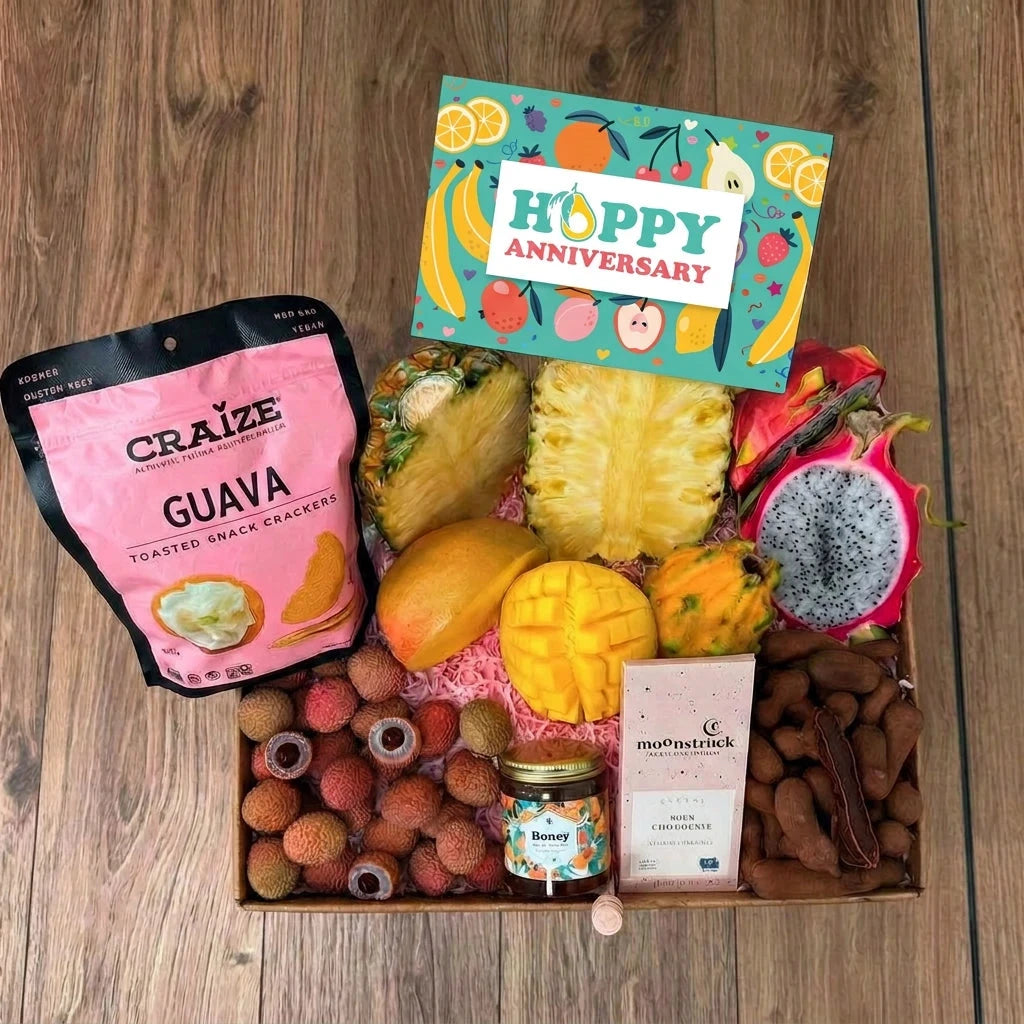 TropiLuxe Premium Gift Box Specialty Box Tropical Fruit Box Medium (10 lbs) Happy Anniversary 
