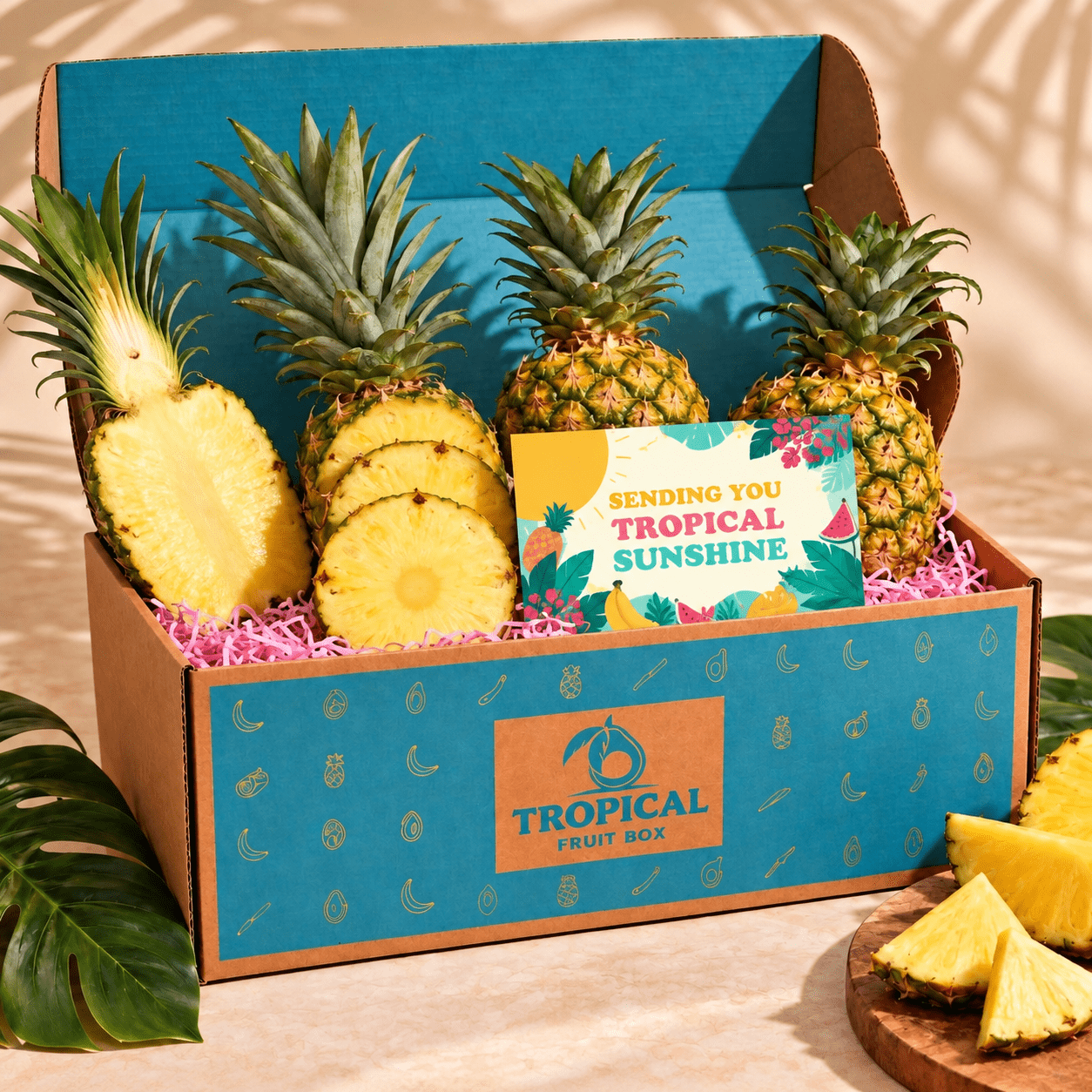 Honeyglow™ Pineapple GoogleON Tropical Fruit Box 4 ct Sending You Sunshine (Sympathy) 