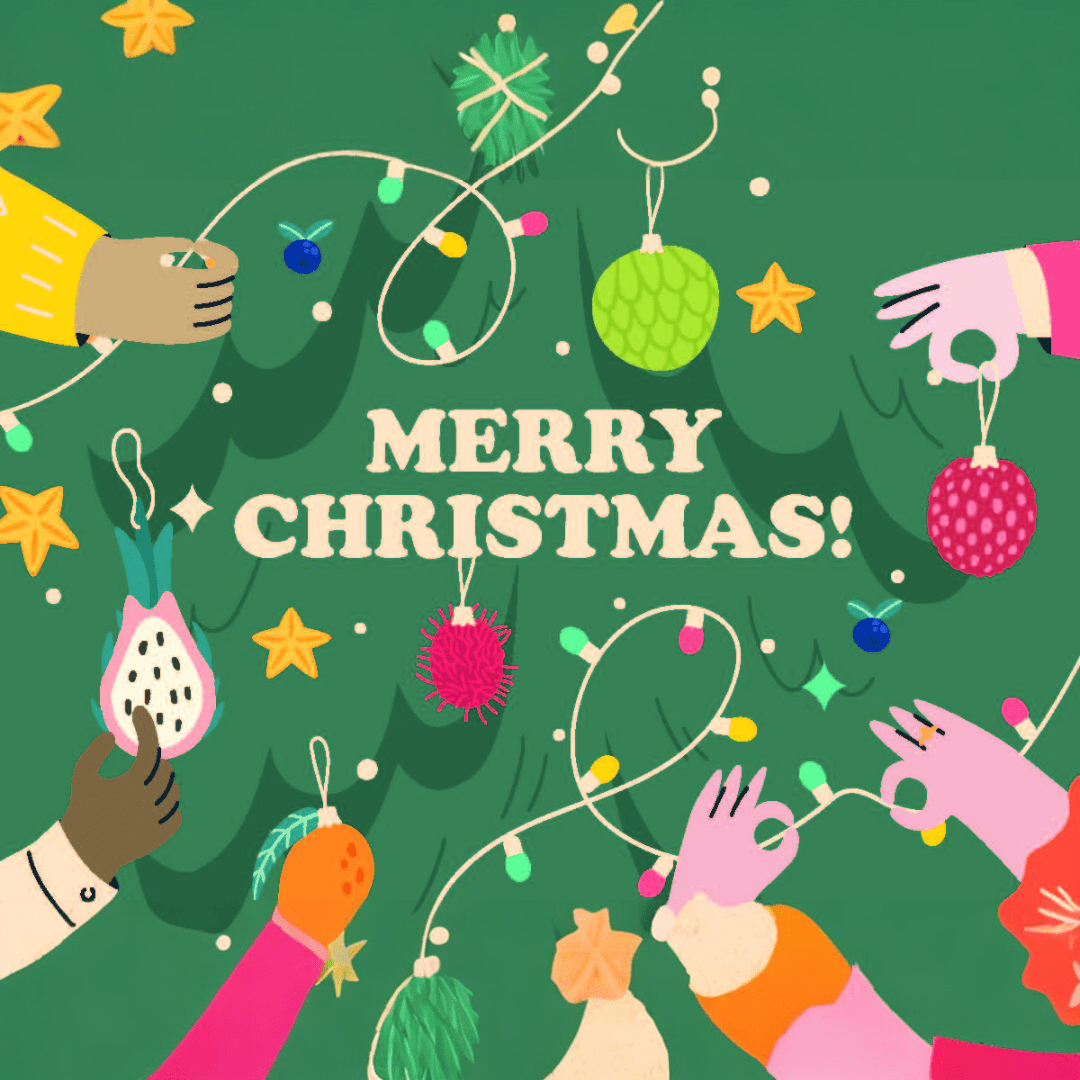 Merry Christmas Card Tropical Fruit Box 