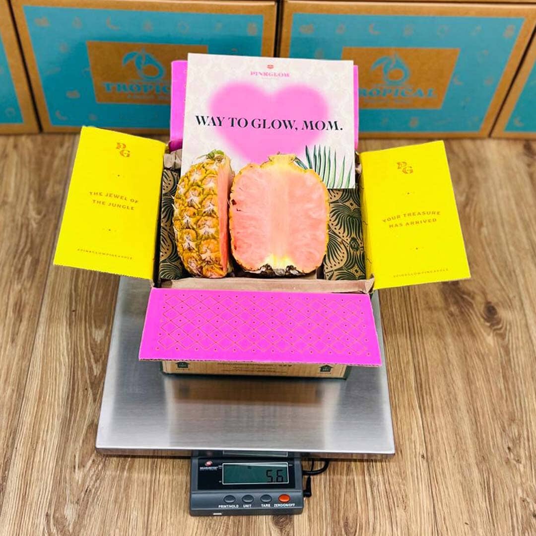 The Pinkglow® Pink Pineapple Gift Box GoogleON Tropical Fruit Box 