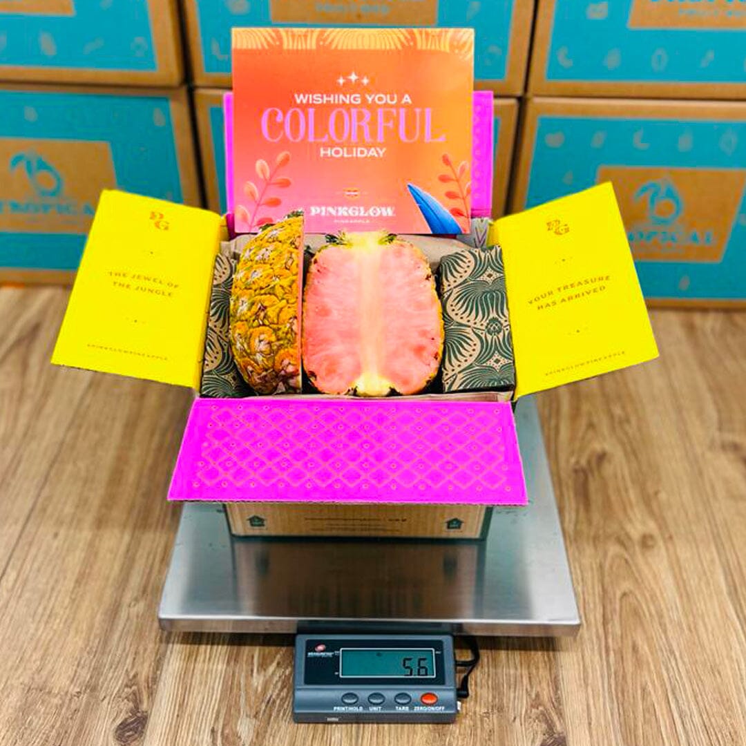 The Pinkglow® Pink Pineapple Gift Box GoogleON Tropical Fruit Box 