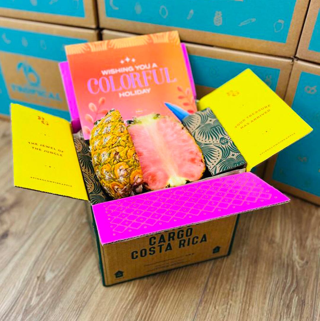 The Pinkglow® Pink Pineapple Gift Box GoogleON Tropical Fruit Box 