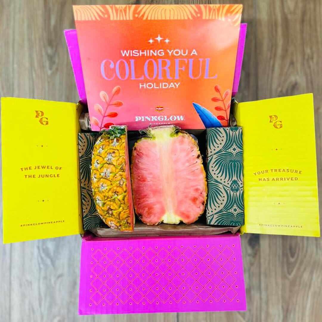 The Pinkglow® Pink Pineapple Gift Box GoogleON Tropical Fruit Box 