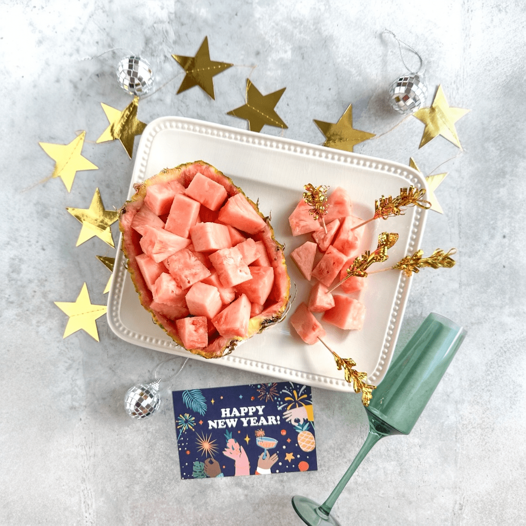 Happy New Year Pinkglow® Pink Pineapple Gift Box Tropical Fruit Box 