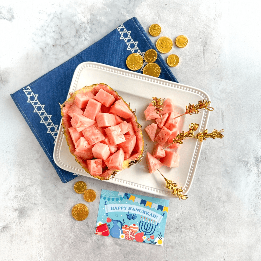 Happy Hanukkah Pinkglow® Pink Pineapple Exclusive Gift Box Tropical Fruit Box 