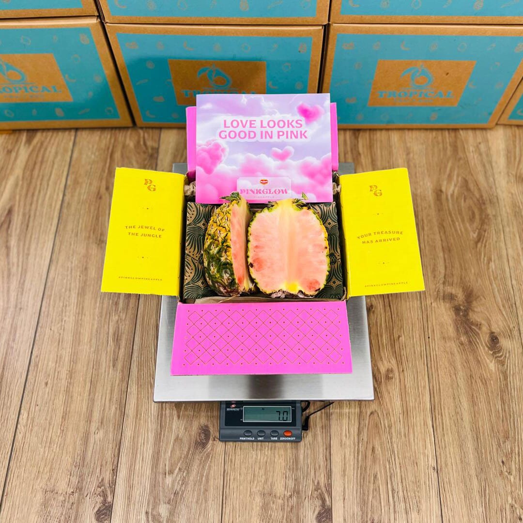 The Pinkglow® Pink Pineapple Gift Box GoogleON Tropical Fruit Box 