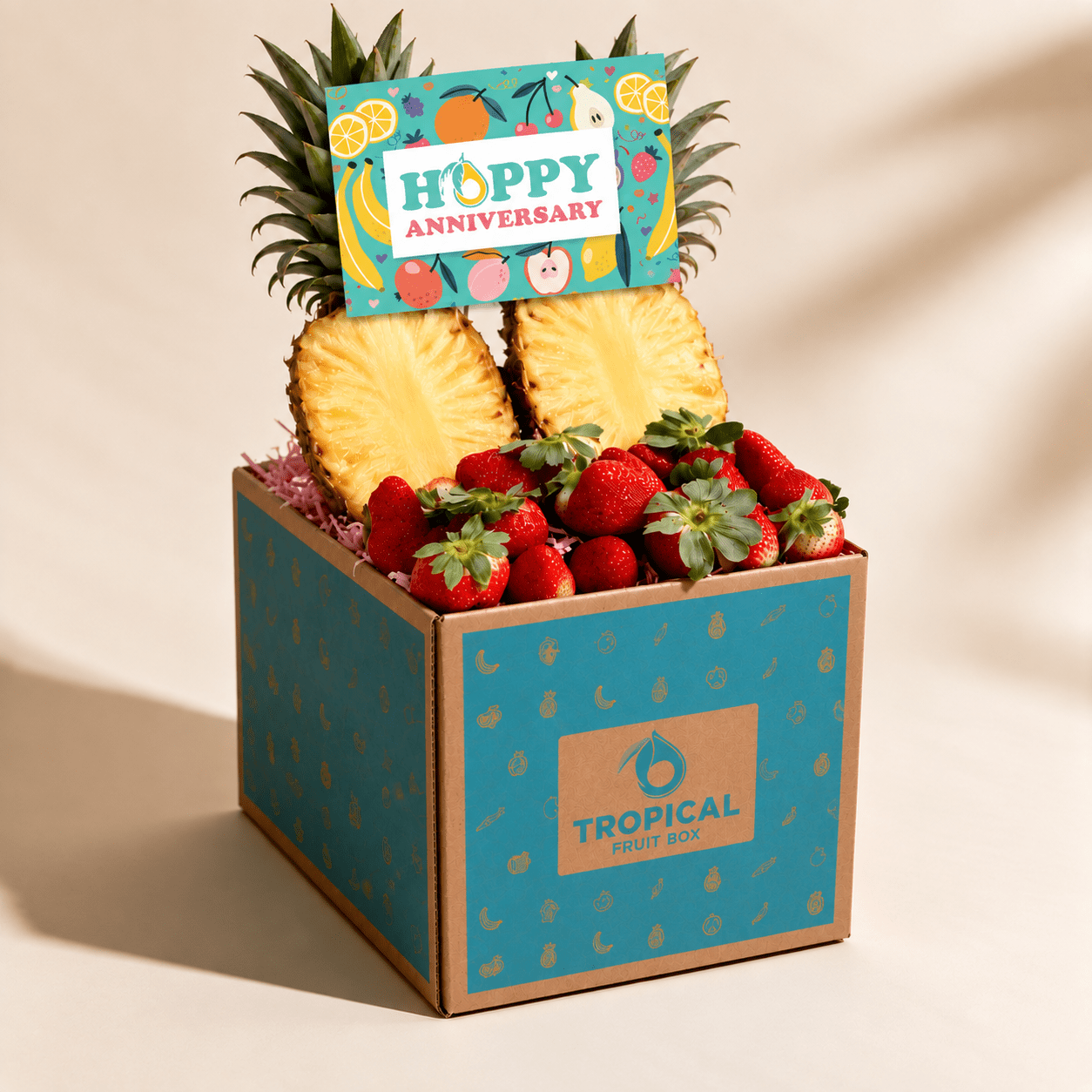 Strawberry HoneyGlow Double Delight Box Tropical Fruit Box Happy Anniversary 