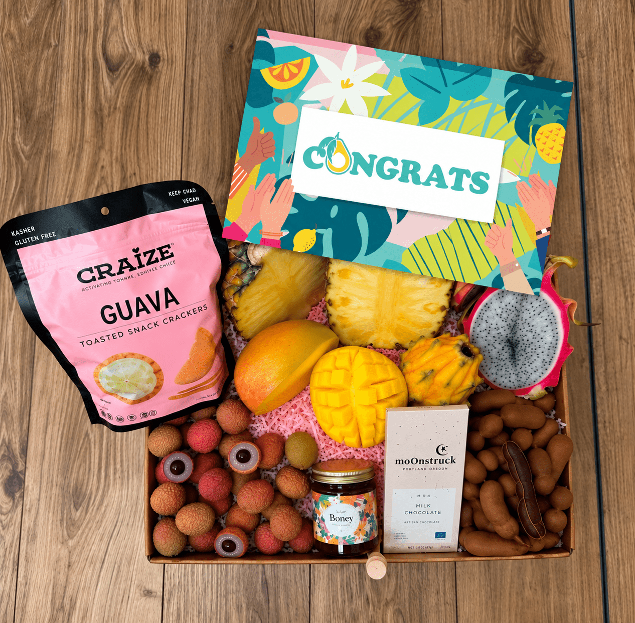 TropiLuxe Premium Gift Box Specialty Box Tropical Fruit Box Medium (10 lbs) Congratulations 